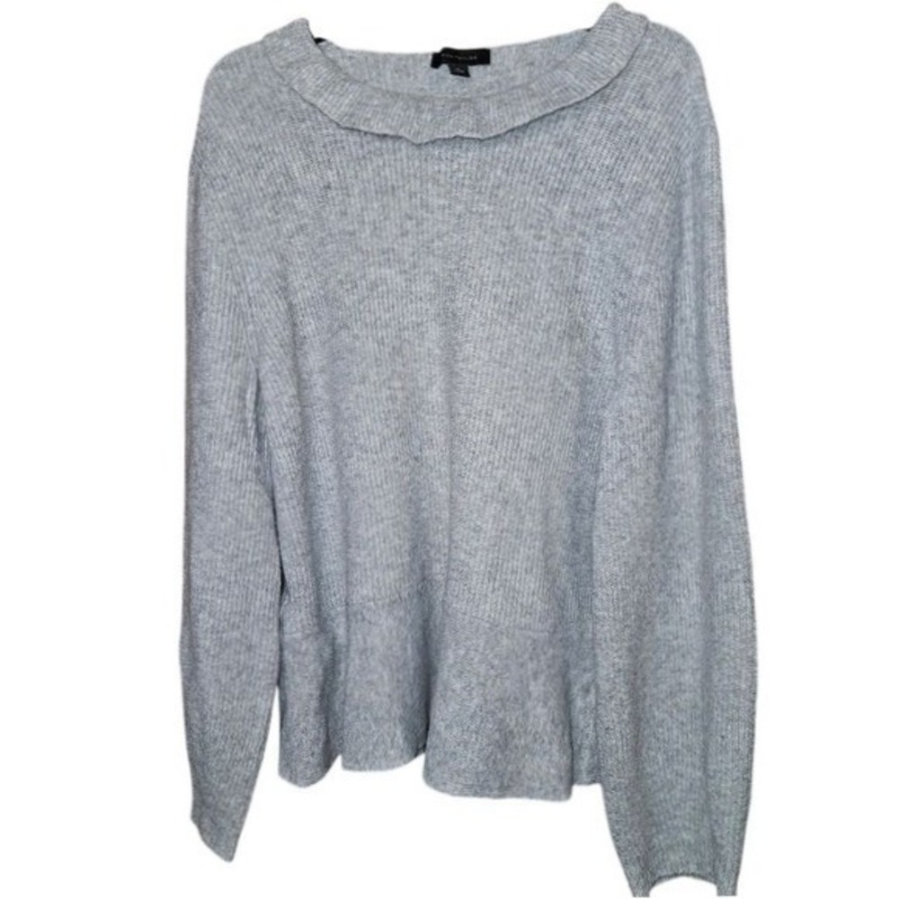 Ann Taylor Heather Gray Knit‎ Sweater XL | Cozy Textured Pullover Winter Staple